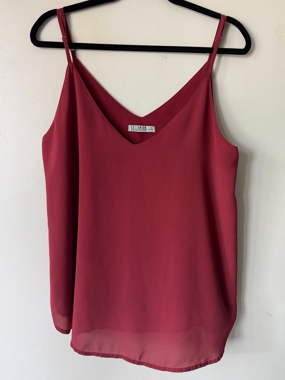 Cotton On Burgundy V-Neck Cami Tank Top Wine Red Spaghetti Strap Size L